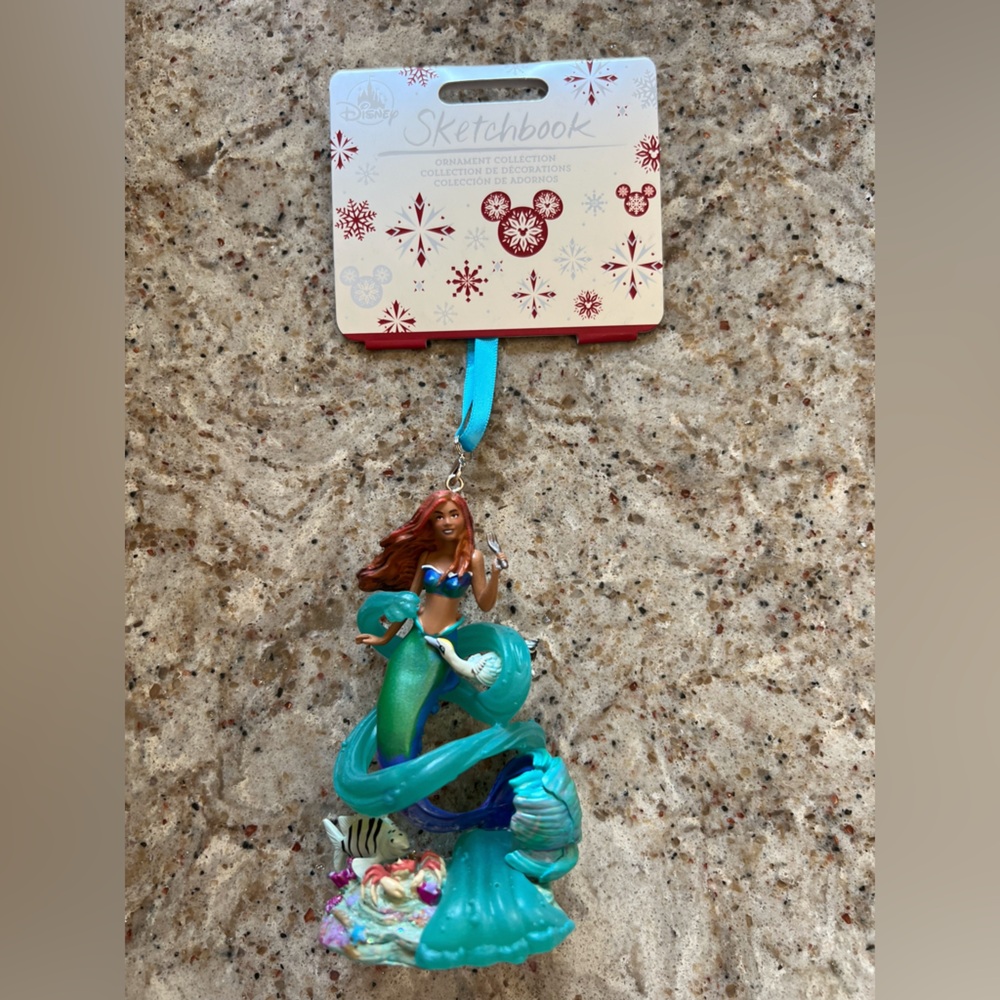 Disney- Ariel Live Action Little Mermaid Sketchbook Christmas Ornament (NWT)